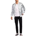 thumbnail image 2 of INSPIRE CHIC Shiny Varsity Jacket for Men's Metallic Baseball Bomber Jacket, 2 of 5