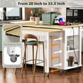 thumbnail image 3 of 47" Kitchen Island with Extendable Table, Rubber Wood Veneer Kitchen Cart Table with Storage, Power Outlet, Rolling Island Cart For Kitchen, White, 3 of 10