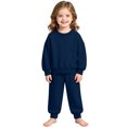 thumbnail image 2 of Toddler Boys Girls Sweatsuit 2 Piece Outfits Long Sleeve Crew Neck Sweatshirt and Sweatpants Fall Athletic Set for Girls,Navy,130, 2 of 7