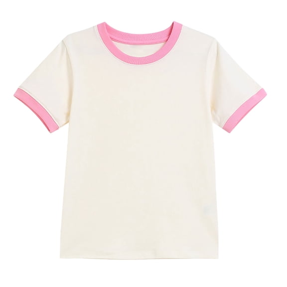 XIMIN Boys Girls Plain Short Sleeve T-Shirt Toddler Cotton Casual Crewneck Tee Comfy Soft Basic Top for Kids