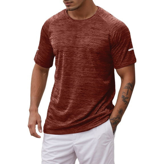 uikmnh Men T Shirts Men's Athletic Performance T Shirt for Summer Active Wear Comfortable Round Neck Sports Shirt for Running and Fitness Size:L