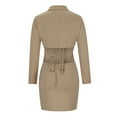 thumbnail image 7 of safuny Women's Long Sleeve Dress Fashion Solid Turn Down Neck Buttons Casual Work Formal Dress Dressy Lounge Trendy Blazer Pullover Clearance Khaki S, 7 of 7