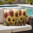 thumbnail image 4 of Vintage Sunflowers Outdoor Waterproof Pillow Covers, Summer Farmhouse Wooden Country Floral Decorative Square Throw Pillowcase Sofa Cushion Sham for Patio/Couch/Chair, 20"x20" 2 Pack, 4 of 8