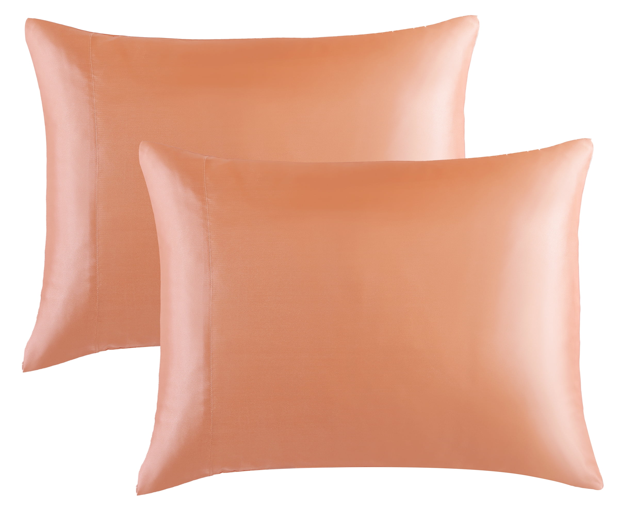 King Size Satin Pillowcase Set of 2 Coral Silk Pillow Cases for Hair