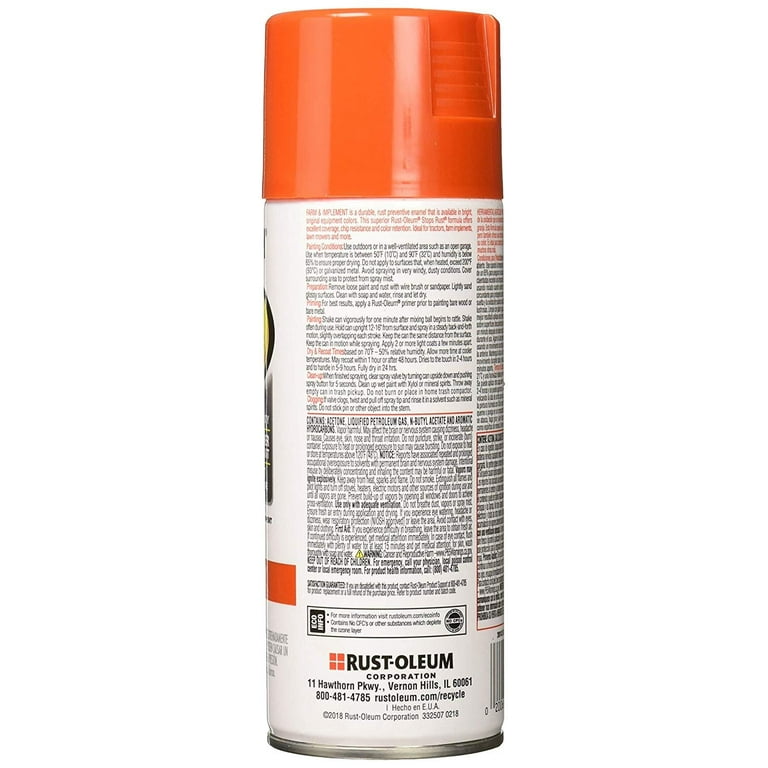 Rust-Oleum 12 oz. Farm Equipment Gloss Husqvarna Orange Enamel Spray Paint (6-pack) 303472