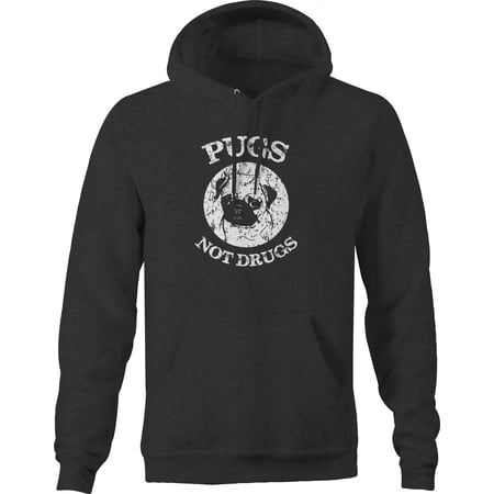 Pugs Not Drugs Dog Lover Pet Lover Pug Life Pullover Hoodie Medium Dark Grey