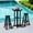 Black, variant on 5-Piece Bar Height Patio Set – Outdoor Table with 4 HDPE Swivel Chairs, Weatherproof for Indoor/Outdoor,Gray