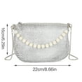 thumbnail image 3 of Rhinestone Pearl Handle Clutch for Wedding Party Women Girl Evening Bag with Chain Banquet Purse Female Cocktail Handbag, 3 of 21