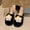#336-Black, variant on Women's Closed-Toe Plush Slip-On House Slippers with Clown Flower Decor Thickened Warm Fleece Lining and Non-Slip Sole for Fall and Winter Home Use Cozy and Soft Comfort