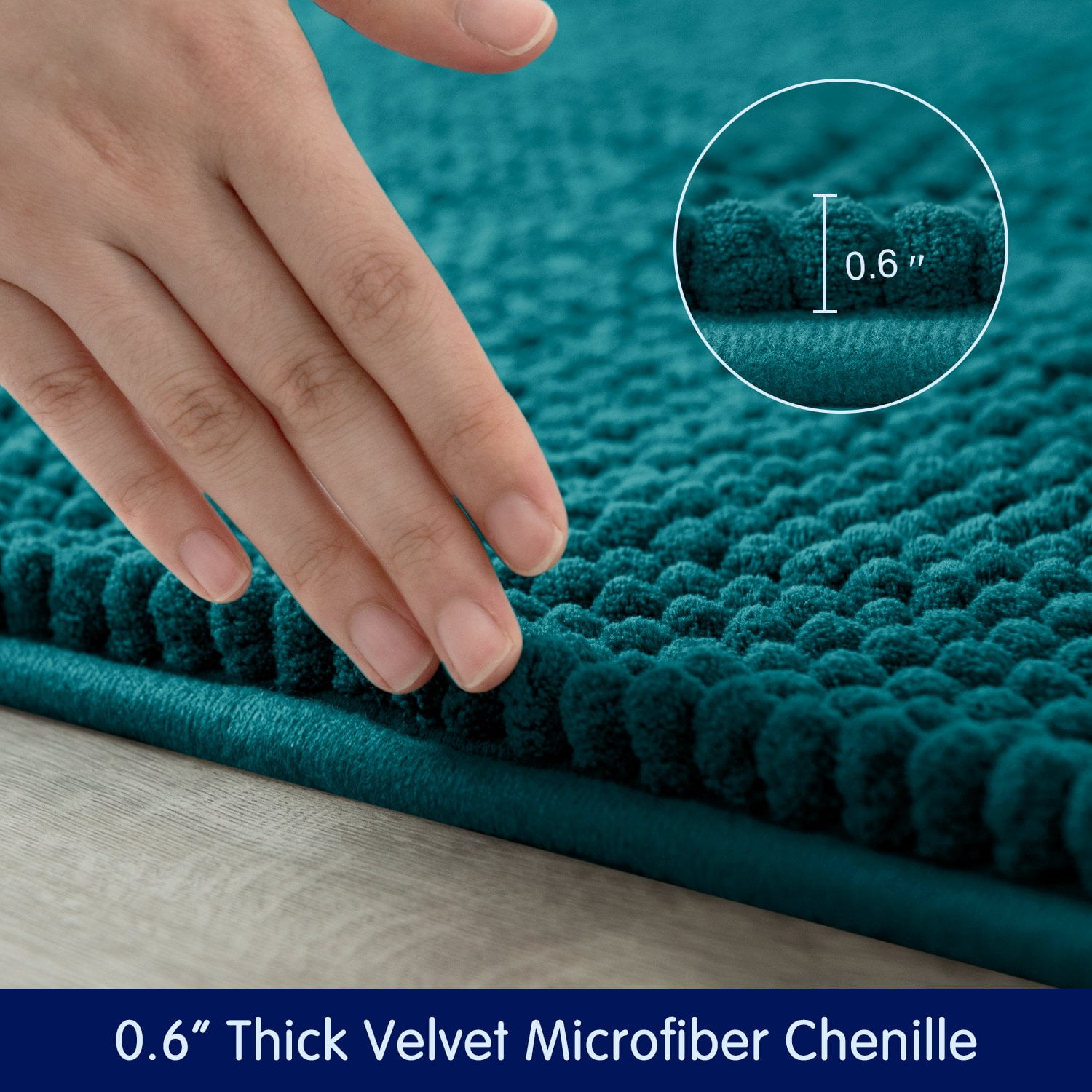 Subrtex Luxury Chenille Bathroom Rug Extra Soft and Absorbent Shaggy Rugs (Blue,20"*32")