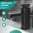 thumbnail image 2 of Grifería para Baño, Llave de acero inoxidable lavabo, Agua Caliente y Fría, Grifo Monomando, Grifo del fácil de instalar, Mezcladora para Lavabo de Baño con Manguera (Negro), 2 of 5