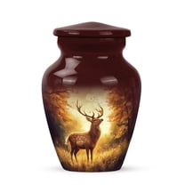 JAGASY Deer Urns for Human Ashes Adult Male - Brown Small Urn for Ashes for Women - Deer Hunting Cremation Urns - Forest Tree Decorative Tiny keepsake Urn for Mom & Dad - (3 Inch)