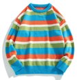 thumbnail image 2 of IROINNID Men's Sweater Round Neck Long Sleeve Jumper Mid-Length Stripes Comfy Pullover Color Matching Neck Sweater Sports Sweater Bottoming Shirt, 2 of 3