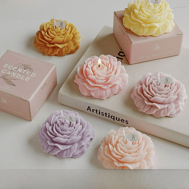 Vela de regalo con fragancia, forma de flor de peonía, adornos de regalo, día de la madre, cumpleaños, flores, vela de aromaterapia