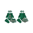 thumbnail image 2 of Loicainy Infant Baby Girl Christmas Outfit 3 6 9 12 18 Months Letters Romper with Plaid Shorts Headband Socks Clothes Set, 2 of 9