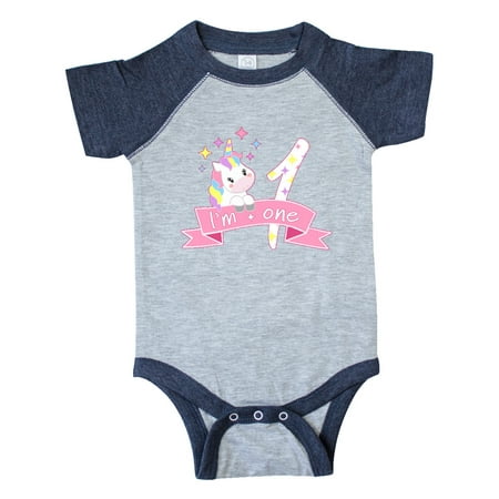 

Inktastic I m One- cute unicorn 1st birthday Gift Baby Boy or Baby Girl Bodysuit