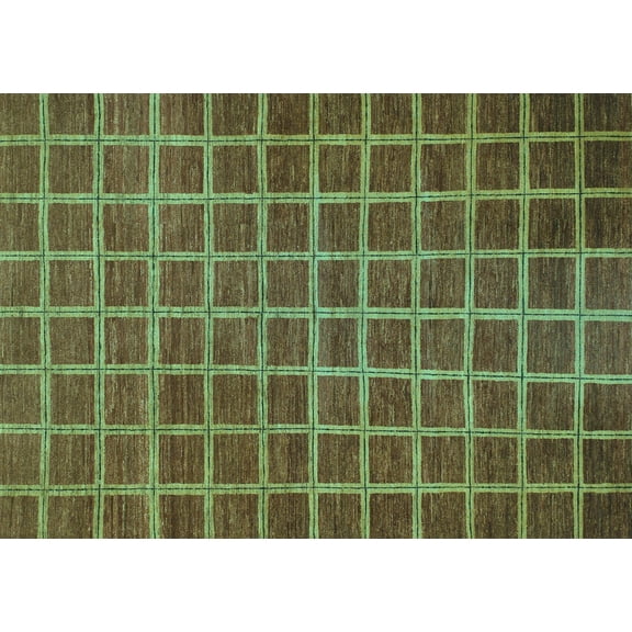 Ahgly Company Machine Washable Indoor Rectangle Checkered Turquoise Blue Modern Area Rugs, 5' x 7'