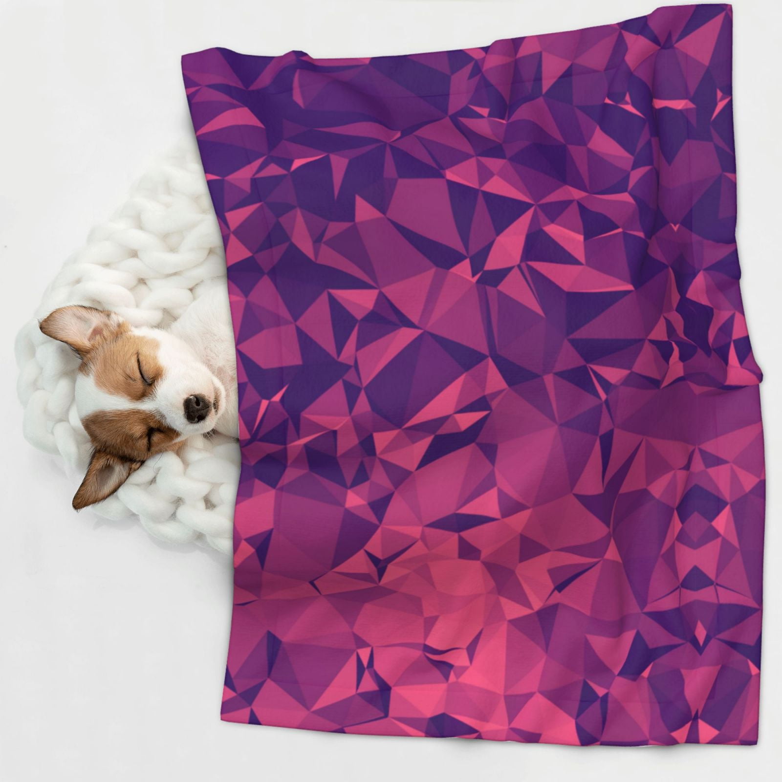 Flannel Throw Dog Blanket Colorful Polygon Frequency Polygon Soft Warm Print Pet Blankets for Small Dog Cat Puppy