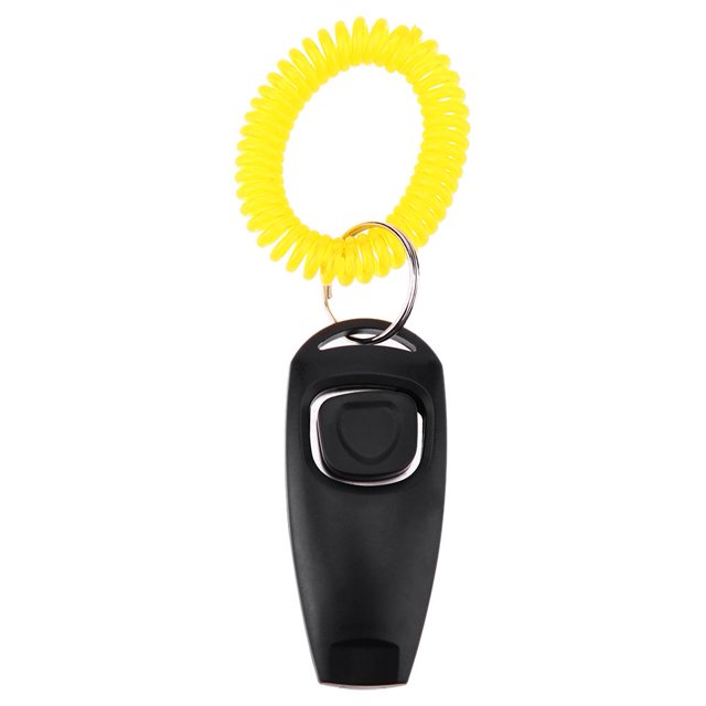 Pet Trainer Clicker Pet Dog Cat Training Llavero Y Correa para La Muñeca (Negro)