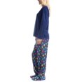 thumbnail image 3 of Goodnight Kiss Women's 3 Piece Pajama Set - Matching Slippers, Long Sleeve T-Shirt and Sleep Pants, Cozy Up, Navy/Trees, M, 3 of 6
