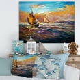 thumbnail image 2 of Designart ' Boats During Evening Sunset In The Ocean II ' Nautical & Coastal Canvas Wall Art Print, 2 of 4