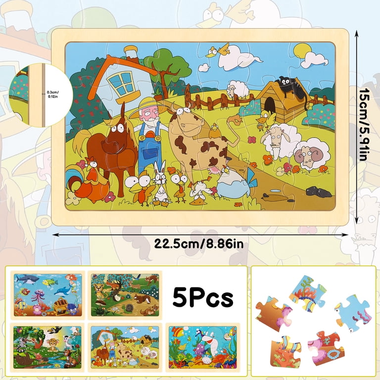 Sixwipe Wooden Puzzles Set, 5 Pack Educational Toy photo 2