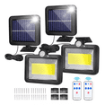 thumbnail image 1 of Lámpara Solar Exterior Pared Sensor 2pc 100led 3modos+remoto Color Negro, 1 of 5
