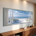 thumbnail image 2 of Ocean Beach Window Canvas Wall Art - Summer Coastal Seascape Picture Landscape Canvas Prints, Horizontal Tropical Sea Paintings Artwork for Home Decor, 2 of 7