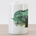 thumbnail image 3 of Willow Tree Ceramic Toothbrush Holder, Sketched Silhouette with Branches and Blended Watercolor, Decorative Versatile Countertop for Bathroom, 4.5" X 2.7", Yellow Green Jade Green, 3 of 4