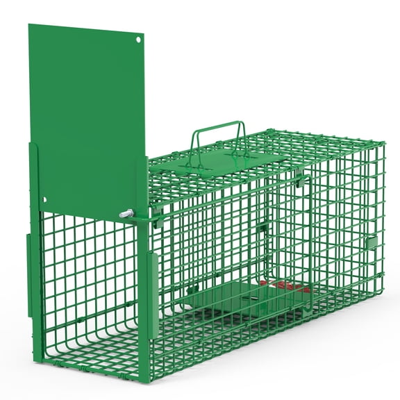 30in 1-Door Humane Live Animal Trap Cage for Small Animals Under 5Lbs Easy Setup Galvanized Iron Trap Cage for Cats Rabbits Squirrels Moles Chipmunks Possums