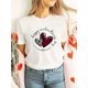 thumbnail image 1 of Valentine's Day Love" Women's White T-Shirt with Plaid Heart Graphic - Casual Crew Neck, Short Sleeve, All-Season Polyester Tee, Valentine's Day Outfit Tee For Adult, Men, Women, Teen, Teenager, Adol, 1 of 6
