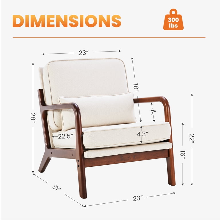 Edx Mid-Century Modern Accent Armchair, Beige photo 4