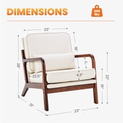 EDX Mid Century Modern Accent Chair, Comfy Fabric Living Room Chairs with Solid Wood Frame, Lounge Reading Armchair, Easy Assembly