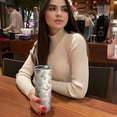 thumbnail image 5 of Cute Cat with Flower Tumbler with Handle and Straw, 20oz Stainless Steel Insulated Cup with Lid and Straw, Travel Mug Water Bottle, Gifts for Women, 5 of 5