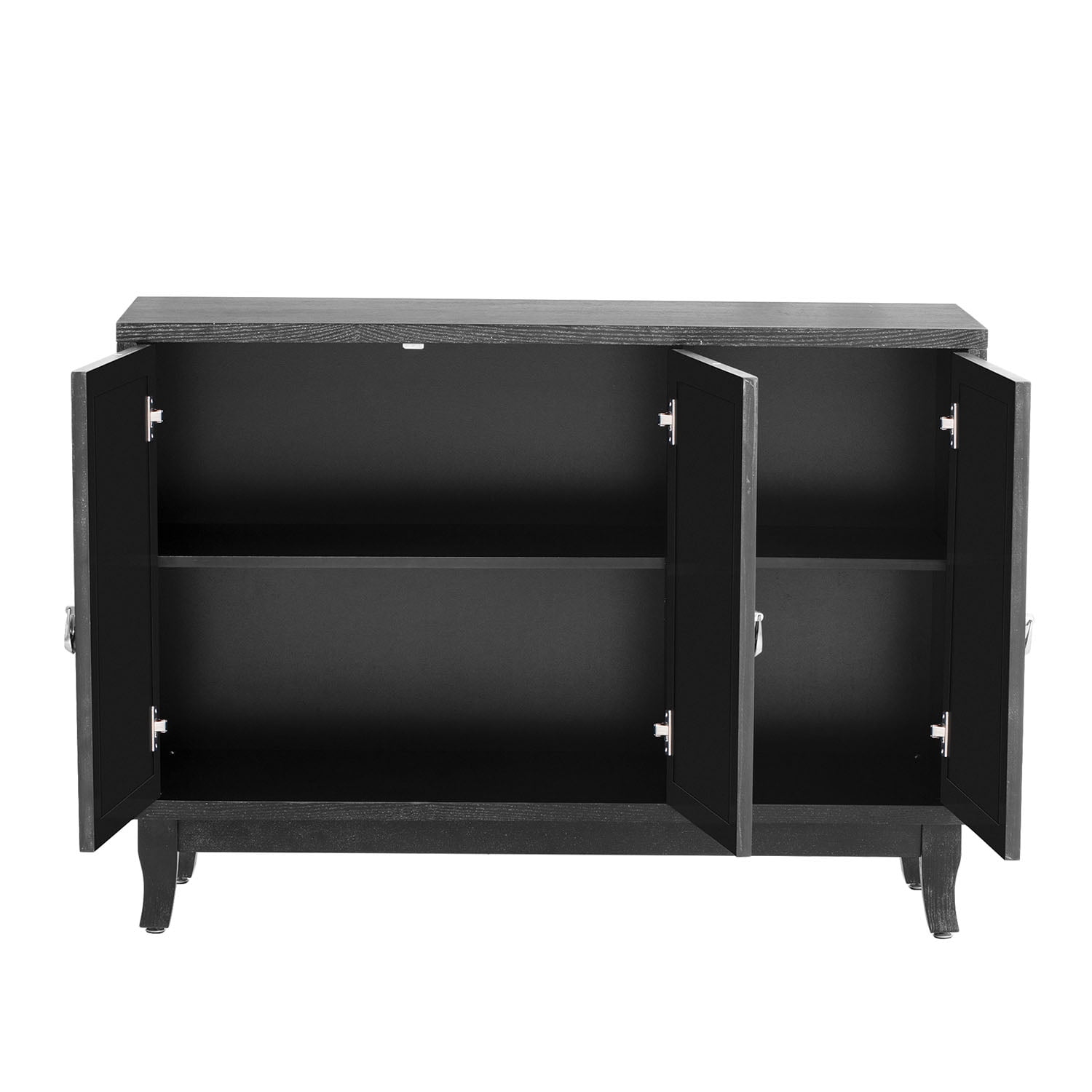Kadyn Sideboard with Glass Doors, Accent Storage Cabinet with 3 Door, Sideboard Buffet Cabinet for Hallway, Black