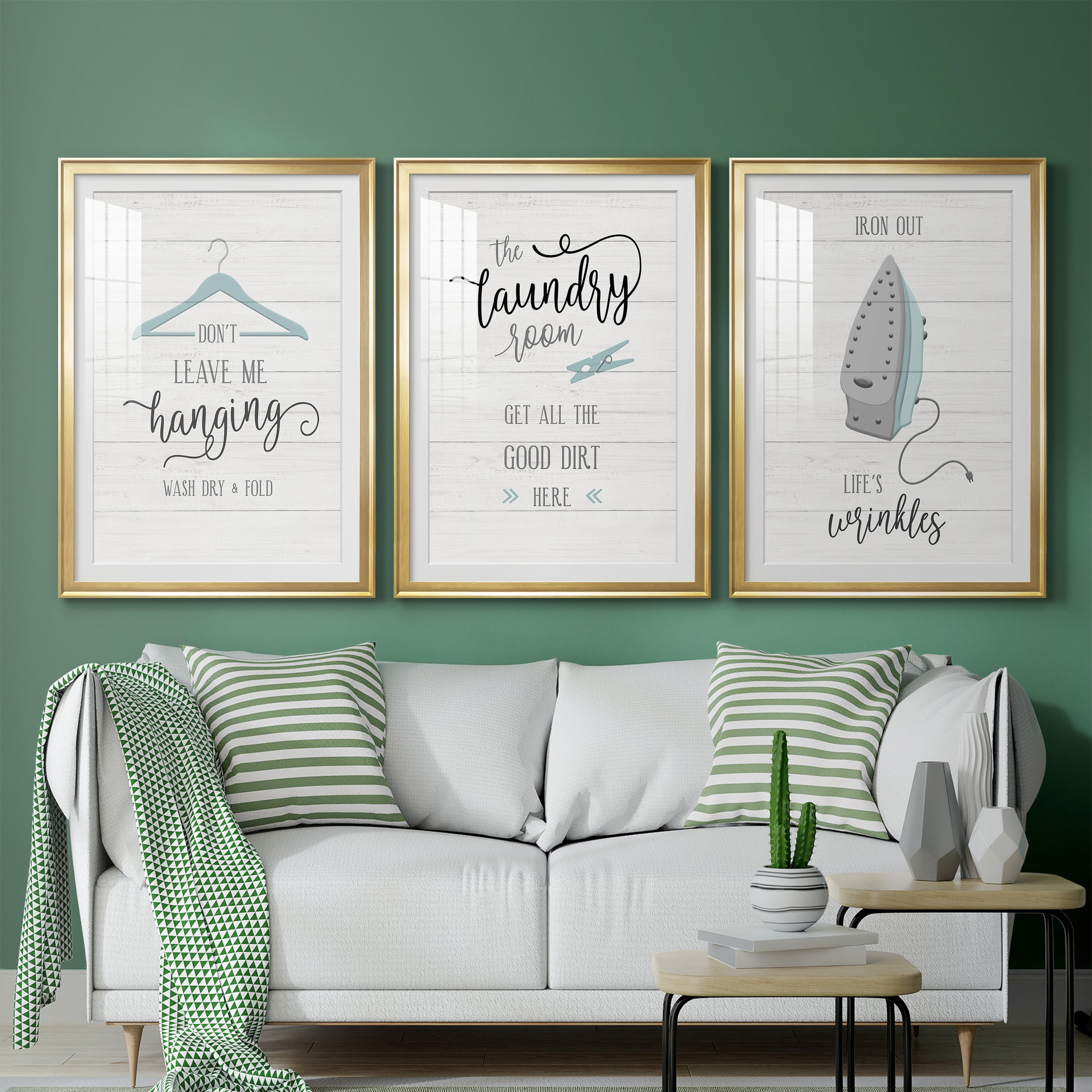 Don't Leave Premium Framed Prints Set of 3 - Ready to Hang - 26.5 x 36.5 Each - Gold Frame
