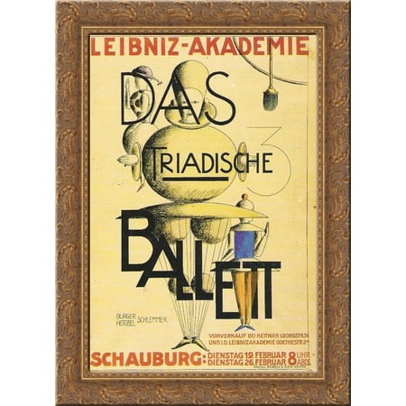The Triadic Ballet 24x18 Gold Ornate Wood Framed Canvas Art by Oskar Schlemmer
