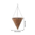 thumbnail image 3 of Rustic Cone Shape Hanging Flower Basket, Rattan Wall Hanging Planter Pot with Hanging Chain, for Outdoor Home Garden Wall Decor, 3 of 4