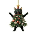 thumbnail image 2 of Black Cat Acrylic Christmas Ornament - Fun Holiday Decoration for Pet Owners - Festive Tree Ornament with Black Cat in a Christmas Tree Design, 2 of 6