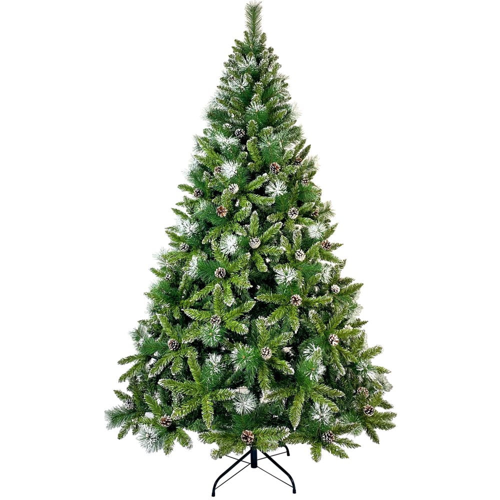 7.4Ft Artificial Snow Dusted Christmas Tree with Pine Cones, Snowy