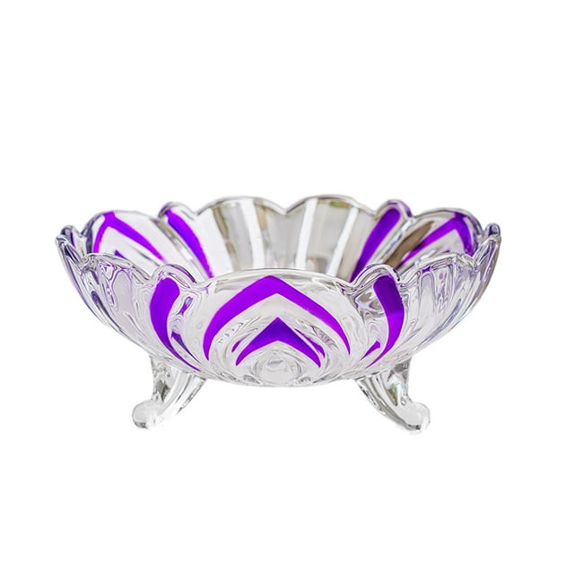 Injueey Pieza central elegante del frutero de cristal de la sala de estar moderna del color transparente para cualquier ocasión durable Mostrada Púrpura