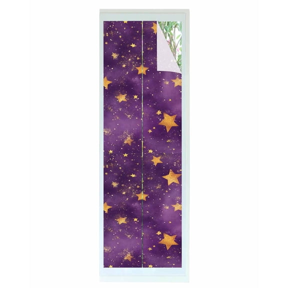 Window Privacy Film Purple Starry Sky Stained Glass Window Film Decorative Sun Block Window Cover Yellow Retro Star Window Clings Static Adhesive Sticker for Bathroom 29.5"x118"