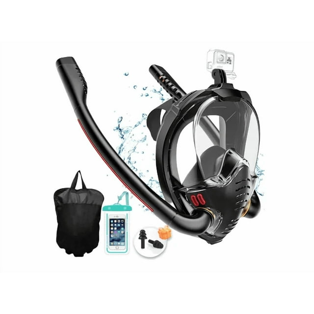 Máscara Snorkel Doble Visión De 180° Lentes Antiniebla Xtellar negro