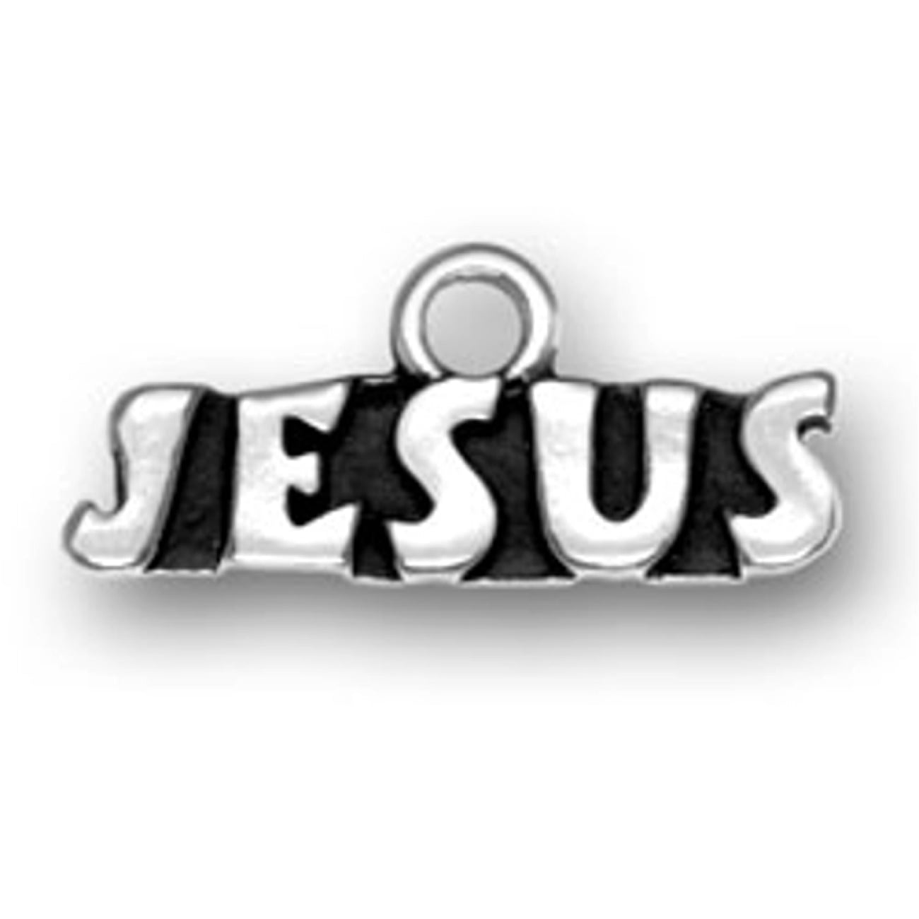 Sterling Silver Girls .8mm Box Chain I LOVE JESUS Word Pendant Necklace