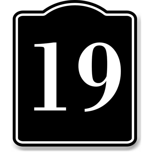 19 Bay Garage Door Plate Field Lane Gate Number BLACK Aluminum Composite Sign