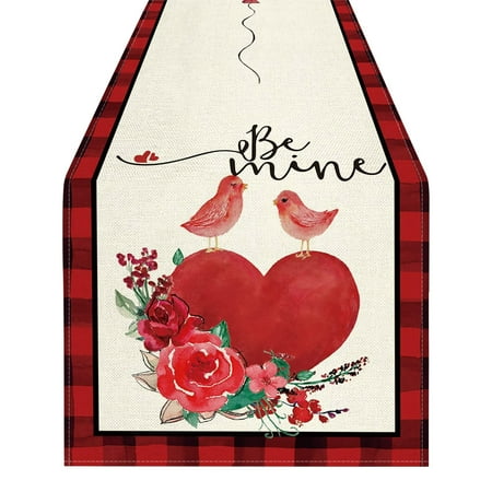 

WQQZJJ Gifts For Women Valentine s Day Table Flag Festival Decoration Love Little Gnome Pattern Linen Table Cloth 33 * 275cm on Clearance