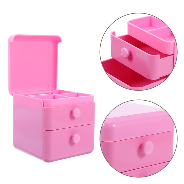 CHICHUMID Girls Jewlery .8X10X10In Pink Square Abs Material With Drawer Design For Bedroom Vanity Table 1Pcs