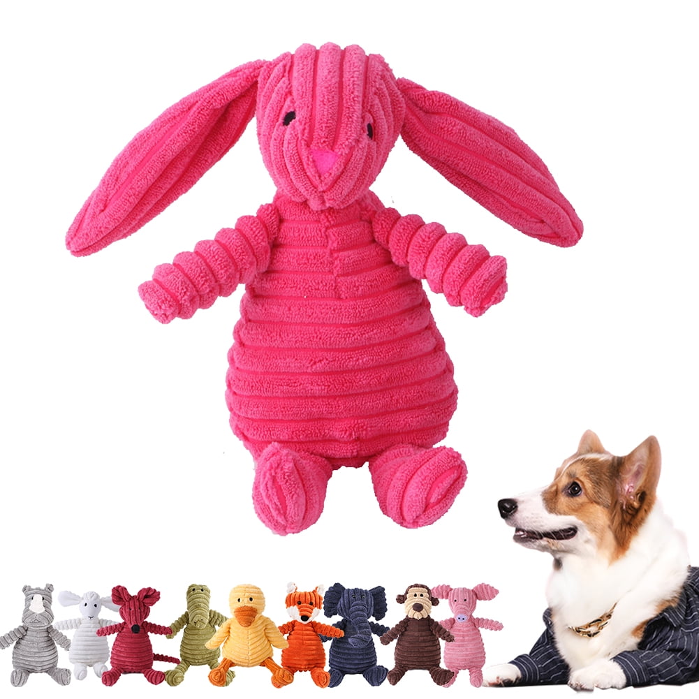 Plush Corduroy Dog Toy, Dog Squeaky Toys, Durable Chew Toys for Puppy and Medium Dogs (Rabbit)