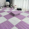 thumbnail image 4 of 16pcs 0.6" Thickened Interlocking Tile Mats,Fluffy Shaggy Soft EVA Foam Area Rug for Living Room & Bedroom,Non-Slip Protective Floor Carpet Play Mat Kids Baby Dorm Home Decor (11.8ft, Purple), 4 of 15