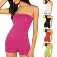 thumbnail image 4 of YYDGH Women's Strapless Tube Romper Open Back Bodycon Short Jumpsuit Hot Pink L, 4 of 5